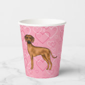 Rhodesian Ridgeback Hond Liefde Hart Patroon Roze Papieren Bekers (Voorkant)