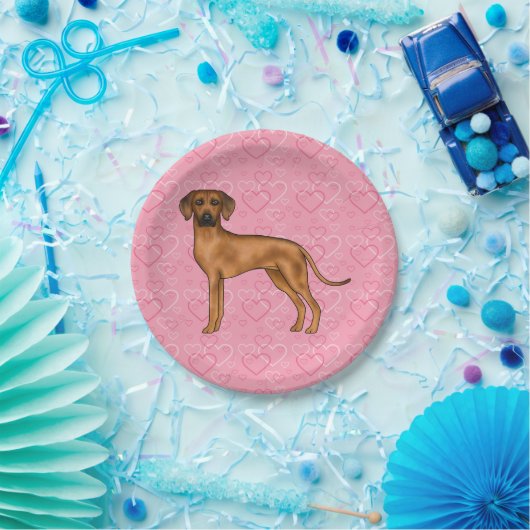 Rhodesian Ridgeback Hond Liefde Hart Patroon Roze Papieren Bordje (Feest)
