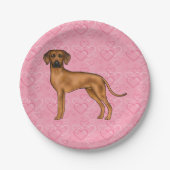 Rhodesian Ridgeback Hond Liefde Hart Patroon Roze Papieren Bordje (Voorkant)