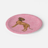 Rhodesian Ridgeback Hond Liefde Hart Patroon Roze Papieren Bordje (Gekanteld)