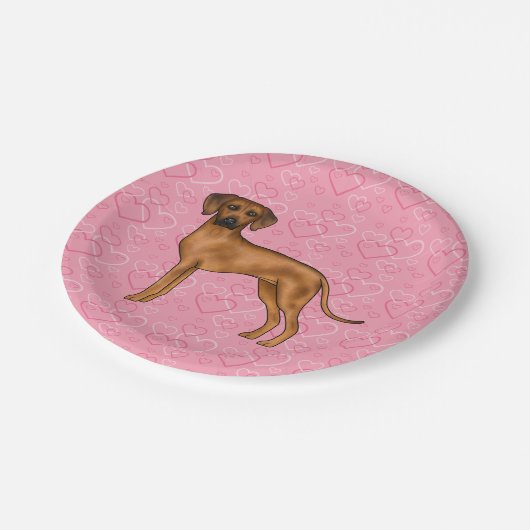 Rhodesian Ridgeback Hond Liefde Hart Patroon Roze Papieren Bordje (Gekanteld)