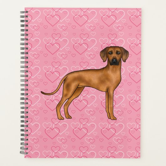 Rhodesian Ridgeback Hond Liefde Hart Patroon Roze Planner (Voorkant)