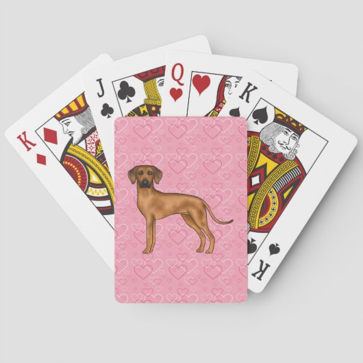Rhodesian Ridgeback Hond Liefde Hart Patroon Roze Pokerkaarten (Achterkant)