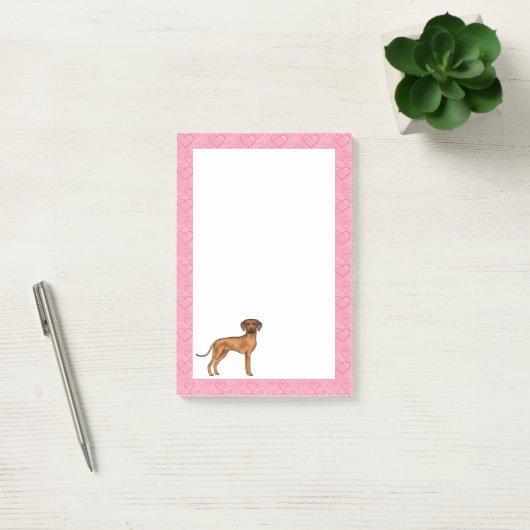 Rhodesian Ridgeback Hond Liefde Hart Patroon Roze Post-it® Notes (Kantoor)