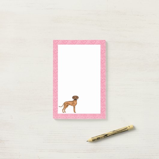 Rhodesian Ridgeback Hond Liefde Hart Patroon Roze Post-it® Notes (Op bureau)