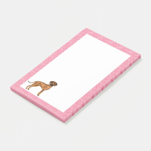 Rhodesian Ridgeback Hond Liefde Hart Patroon Roze Post-it® Notes (Schuin)