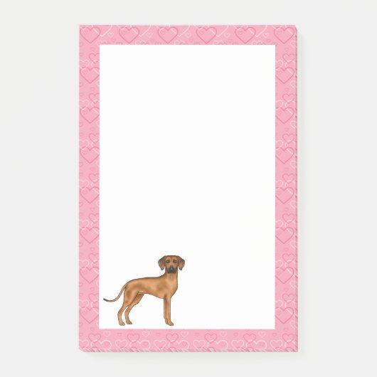 Rhodesian Ridgeback Hond Liefde Hart Patroon Roze Post-it® Notes (Voorkant)