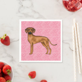 Rhodesian Ridgeback Hond Liefde Hart Patroon Roze Servet