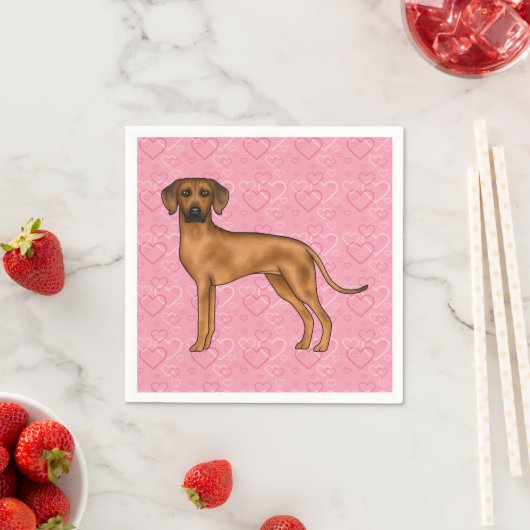 Rhodesian Ridgeback Hond Liefde Hart Patroon Roze Servet (Insitu)