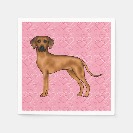 Rhodesian Ridgeback Hond Liefde Hart Patroon Roze Servet (Voorkant)
