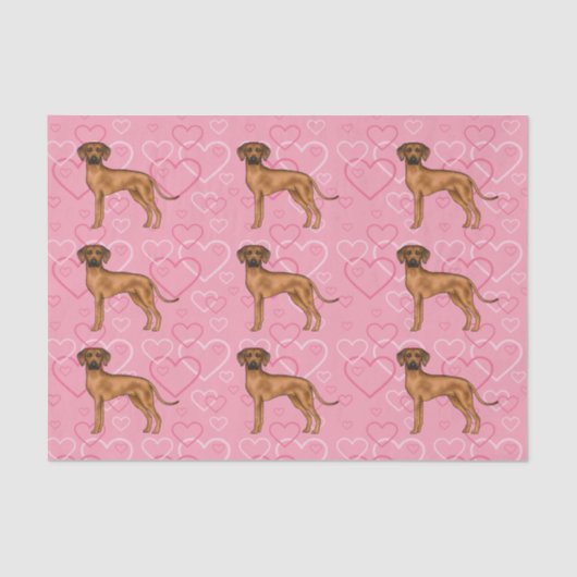 Rhodesian Ridgeback Hond Liefde Hart Patroon Roze Tissuepapier (Voorkant)