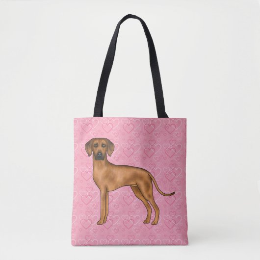 Rhodesian Ridgeback Hond Liefde Hart Patroon Roze Tote Bag (Voorkant)