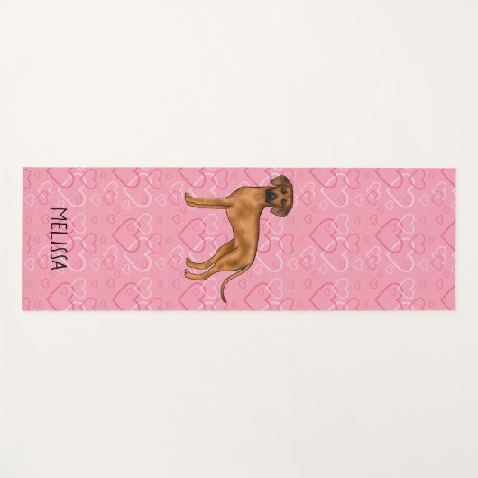Rhodesian Ridgeback Hond Liefde Hart Patroon Roze Yogamat (Voorkant (horizontaal))
