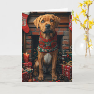 Rhodesian Ridgeback-hond met kerstcadeaus  Kaart