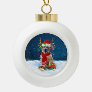 Rhodesian Ridgeback hond met kerstcadeaus Keramische Bal Ornament