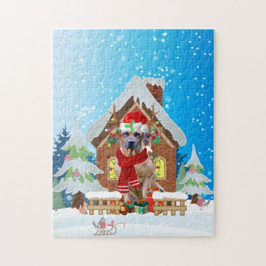Rhodesian Ridgeback hond met kerstcadeaus Legpuzzel (Verticaal)