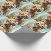 Rhodesian Ridgeback Hond met Paaseieren Vakantie Cadeaupapier (Hoek)