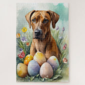 Rhodesian Ridgeback Hond met Paaseieren Vakantie Legpuzzel (Verticaal)