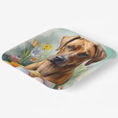 Rhodesian Ridgeback Hond met Paaseieren Vakantie Papieren Bordje (Gebogen)