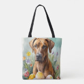 Rhodesian Ridgeback Hond met Paaseieren Vakantie Tote Bag (Achterkant)
