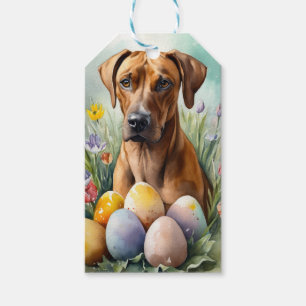 Rhodesian Ridgeback-hond met Pasen Eieren Vakantie Cadeaulabel