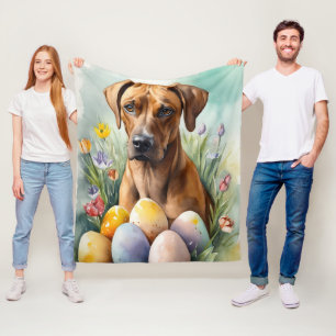 Rhodesian Ridgeback-hond met Pasen Eieren Vakantie Fleece Deken