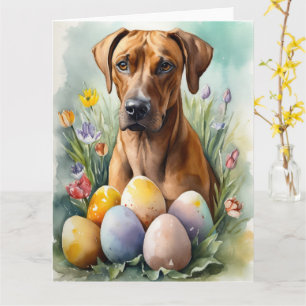 Rhodesian Ridgeback-hond met Pasen Eieren Vakantie Kaart