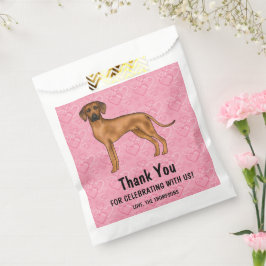 Rhodesian Ridgeback-hond op roze harten bedankt Bedankzakje