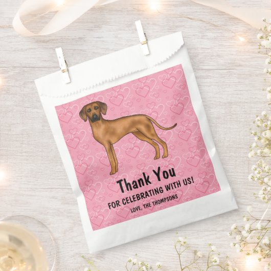 Rhodesian Ridgeback hond op roze harten dank u Bedankzakje (Geknipt)