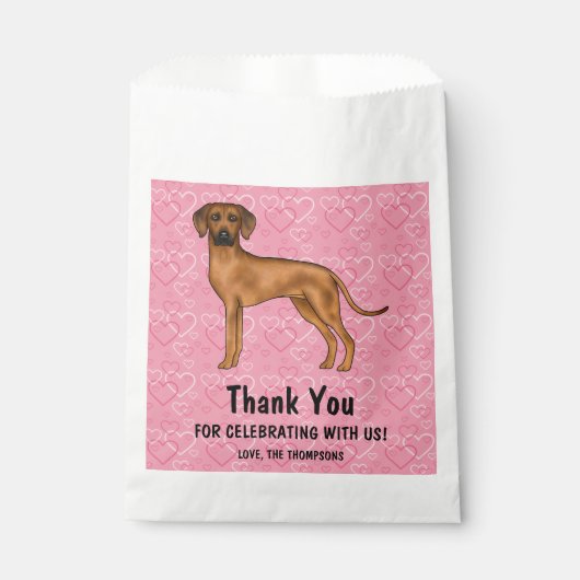 Rhodesian Ridgeback hond op roze harten dank u Bedankzakje (Voorkant)