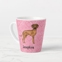 Rhodesian Ridgeback hond op roze harten met naam Latte Mok