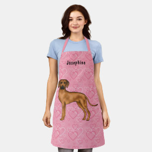 Rhodesian Ridgeback-hond op roze harten met naam Schort