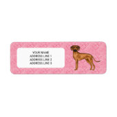 Rhodesian Ridgeback hond op roze harten met tekst Etiket (Voorkant)