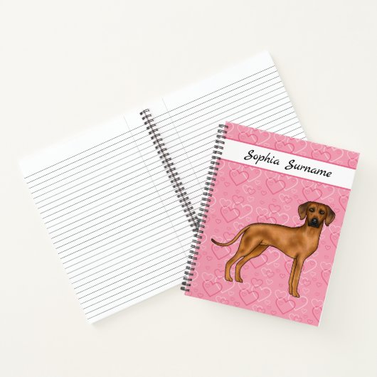 Rhodesian Ridgeback hond op roze harten met tekst Notitieboek (Binnen)