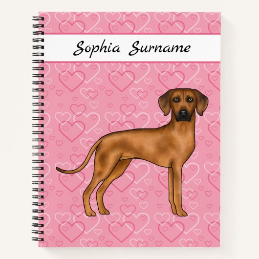 Rhodesian Ridgeback hond op roze harten met tekst Notitieboek (Voorkant)