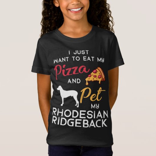 Rhodesian Ridgeback Hond Pizza liefhebber eigenaar T-shirt (Voorkant)