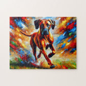 Rhodesian Ridgeback Hond Portret Acryl Kunstprint Legpuzzel (Horizontaal)