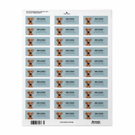 Rhodesian Ridgeback hond retour adres labels (Full Sheet)