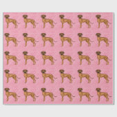 Rhodesian Ridgeback Hond Roze Liefde Hart Patroon Cadeaupapier (Vlak)