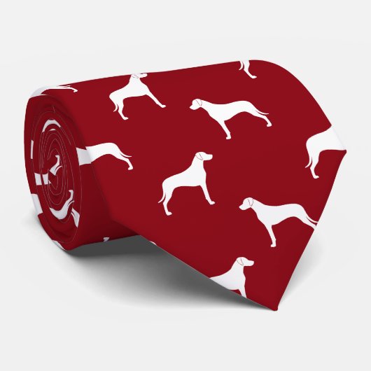 Rhodesian Ridgeback Hond Silhouetten Patroon Rood Stropdas (Opgerold)
