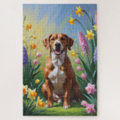 Rhodesian Ridgeback Hond Spring Bloemen Schilderen Legpuzzel (Verticaal)
