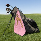 Rhodesian Ridgeback Hond van Voren op Roze Liefdes Golfhanddoek (Groen)