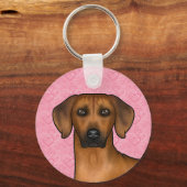 Rhodesian Ridgeback Hond van Voren op Roze Liefdes Sleutelhanger (Voorkant)
