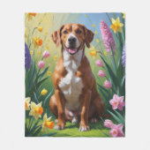 Rhodesian Ridgeback Hond Voorjaarsbloemen Schilder Fleece Deken (Voorkant)
