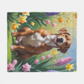 Rhodesian Ridgeback Hond Voorjaarsbloemen Schilder Fleece Deken (Voorkant (Horizontaal))