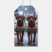 Rhodesian Ridgeback Honden Kerst Sneeuw Vakantie Cadeaulabel (Achterkant)