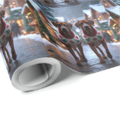 Rhodesian Ridgeback Honden Kerst Sneeuw Vakantie Cadeaupapier (Rol Hoek)