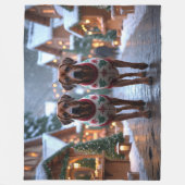 Rhodesian Ridgeback Honden Kerst Sneeuw Vakantie Fleece Deken (Voorkant)