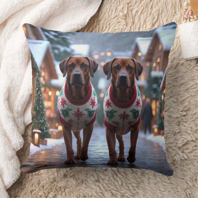 Rhodesian Ridgeback Honden Kerst Sneeuw Vakantie Kussen (Deken)