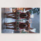 Rhodesian Ridgeback Honden Kerst Sneeuw Vakantie Legpuzzel (Horizontaal)